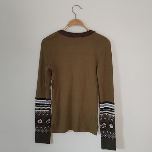 NWT Free People Mikah Layering Thermal Cuff / Army Combo Long Sleeve Top… - Picture 3 of 8